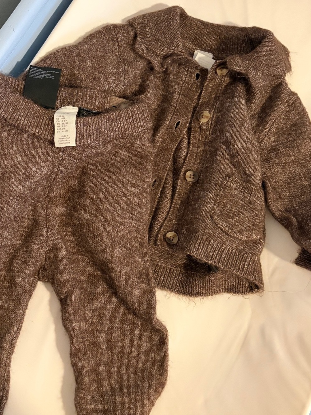 h & m baby brown cardigan set
